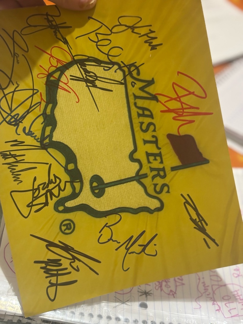 The Masters Autographed Yellow Flag Print 2015 see description